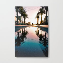 Hermosa Beach Palm Tree Reflection Metal Print