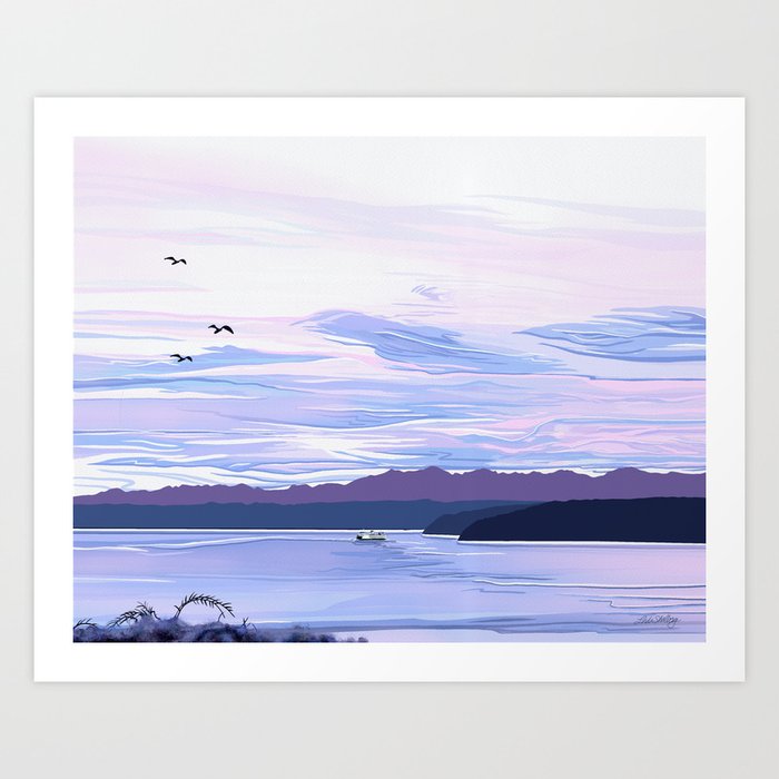 Puget Sound Ferry in the Pacific Northwest  Art Print