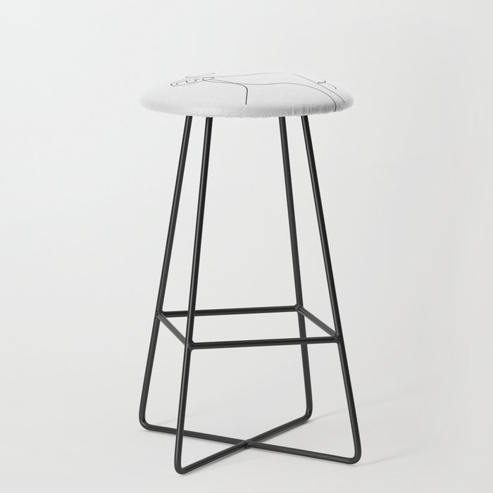 Woman In One Line Gray Background Bar Stool