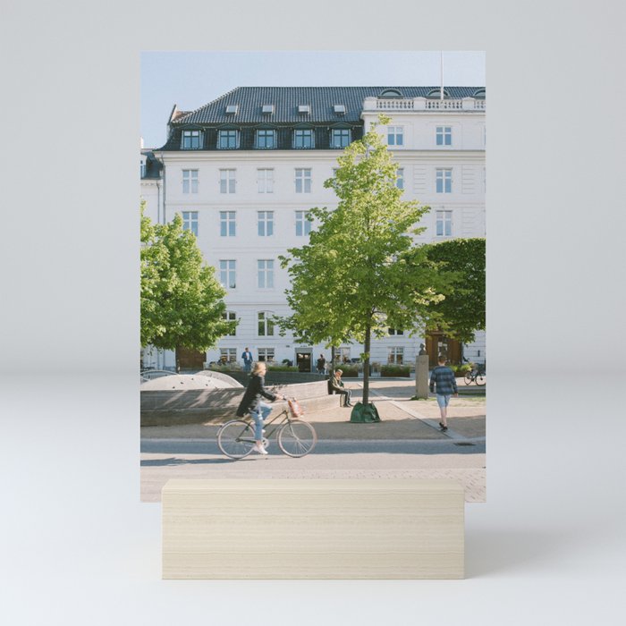 Bike rider in Copenhagen city center | Danish travel photography | Fine art travel print Mini Art Print