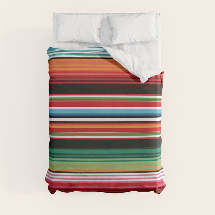 Sarape mexican blanket vibrant southwest modern serape pattern Duvet Cover by T Mex Society6