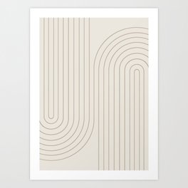 Minimal Line Curvature V Natural Neutral Mid Century Modern Arch Abstract Art Print
