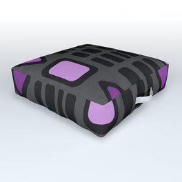 Retro Diamonds Rectangles Black Purple Outdoor Floor Cushion