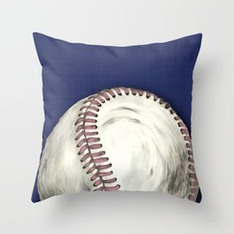 Vintage Distressed Baseball Art Navy Blue Throw Pillow