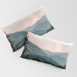 Smoky Mountain Pastel Sunset Pillow Sham | Smokey, Illustration, Mountains, Digital, Abstract, Graphicdesign, Forest, Adventure, Wanderlust, Photo 