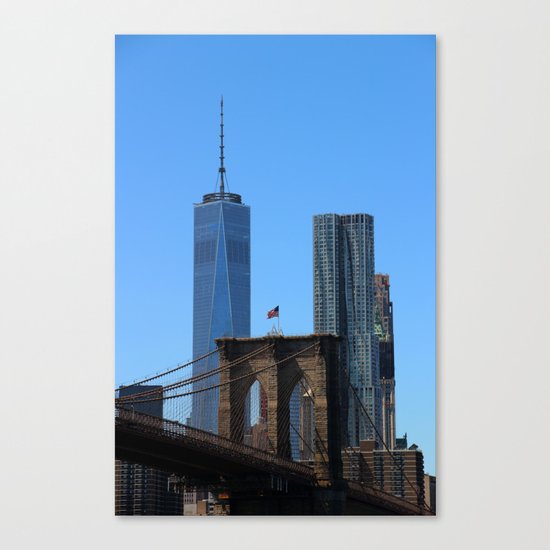 Brooklyn Bridge and World Trade Centre, New York, USA Canvas Print
