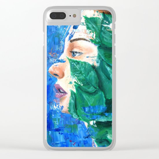 Leaves and face Clear iPhone Case