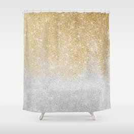 Gold and Silver Glitter Ombre Luxury Design Shower Curtain