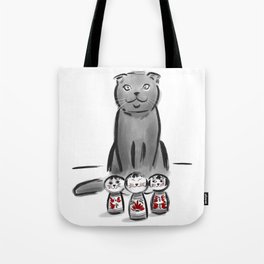Cat and cat kokeshis Tote Bag