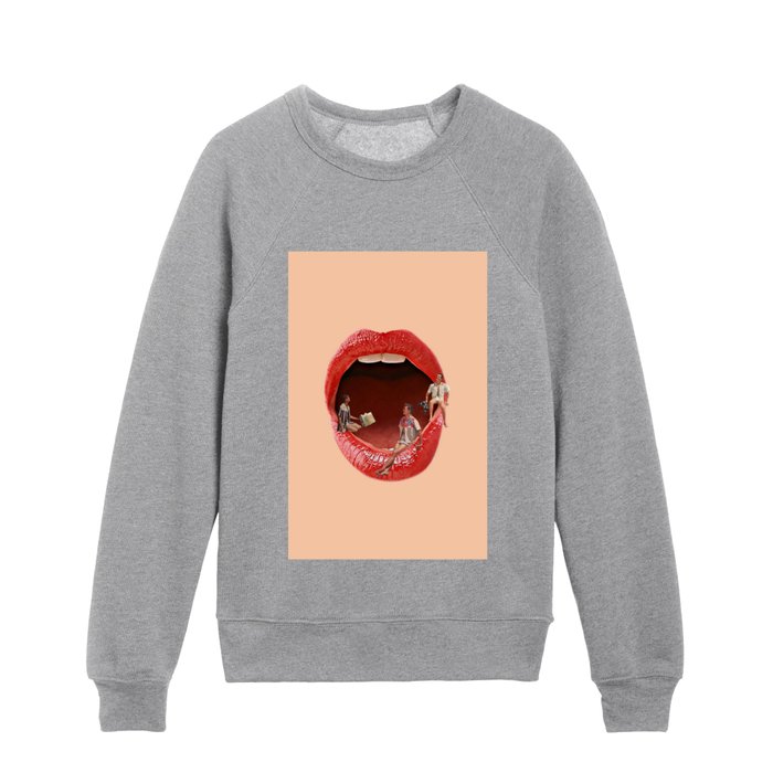what dat mouth do peach Kids Crewneck