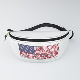 US flag with liberal slogans Fanny Pack