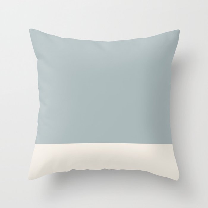 Minimalist Solid Colour Block in Light Blue Gray and Cream Throw Pillow
