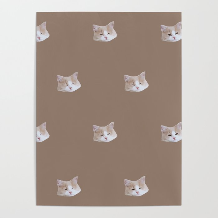 omochi cat monogram illustration version brown Poster