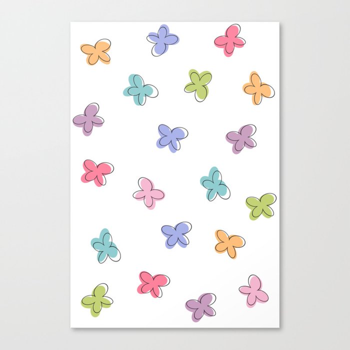 multicolor pastel butterflies Canvas Print