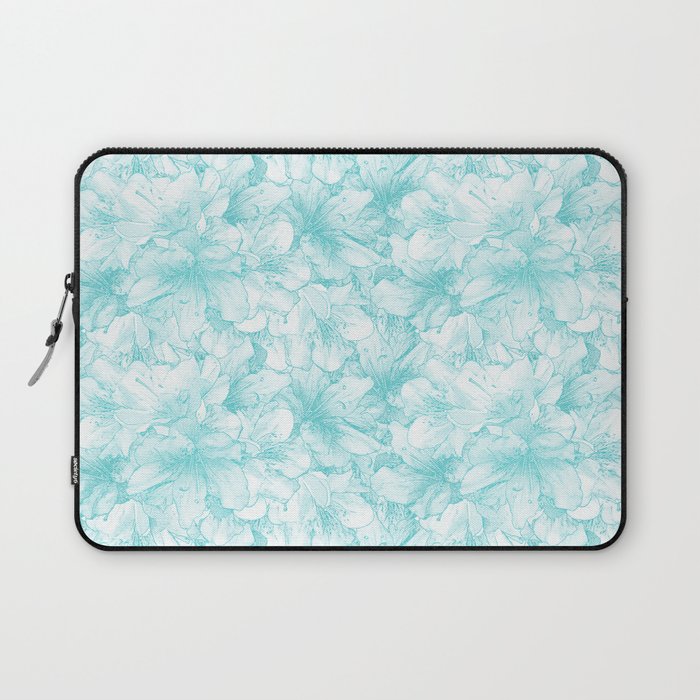 pale sky blue floral azalea flowering flower bouquet pattern Laptop Sleeve