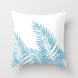 Palm Leaves Light Blue Throw Pillow