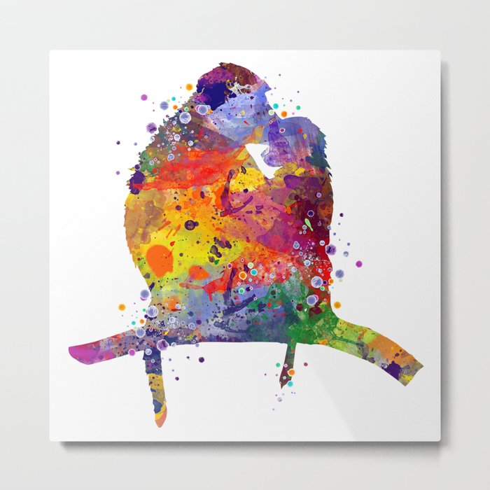 Monkey and Baby Monkey Watercolor Silhouette Metal Print