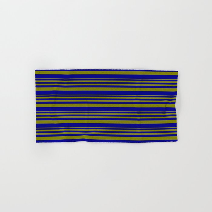 Green & Dark Blue Colored Striped/Lined Pattern Hand & Bath Towel