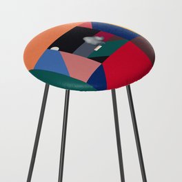 Night in geometrical landscape Counter Stool