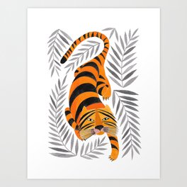 tiger surrounded by gray jungle Art Print