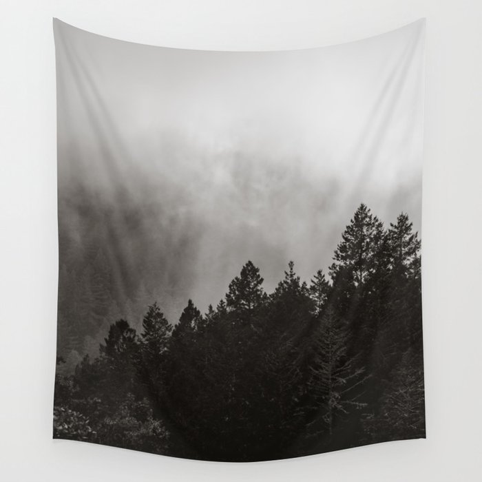 Misty Forest in Black and White II Wall Tapestry