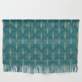 Art Deco Gold Fans on Turquoise Wall Hanging