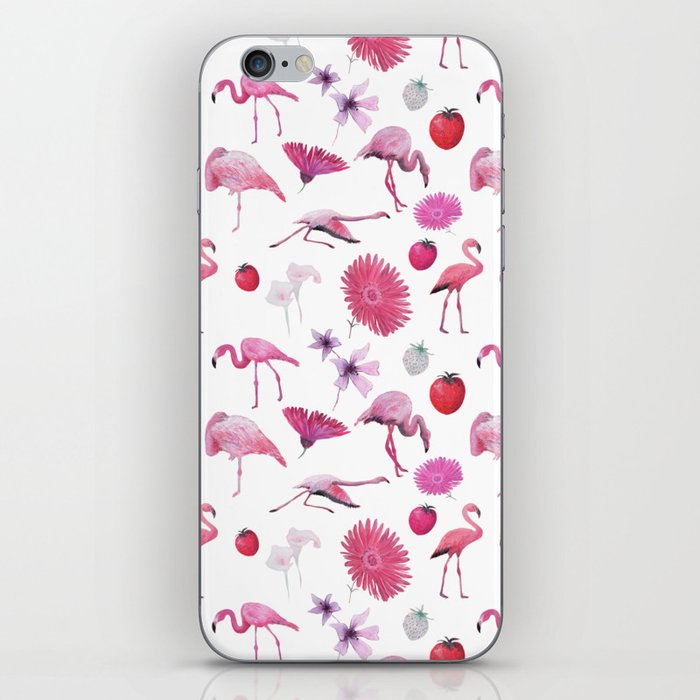 Flamingos, Fruit and Flowers iPhone Skin