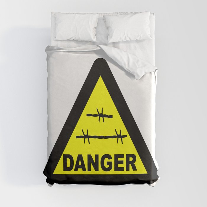 Triangle Barbed Wire Warning Sign Duvet Cover