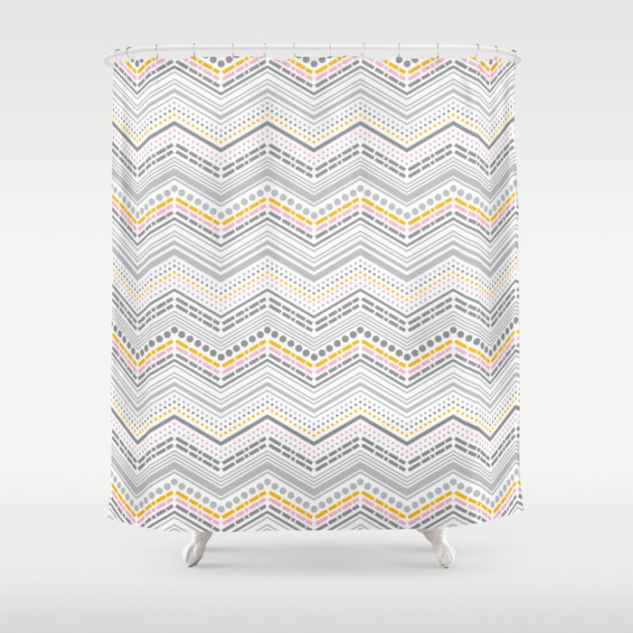 Dash Dot Neapolitan Chevron Shower Curtain By
