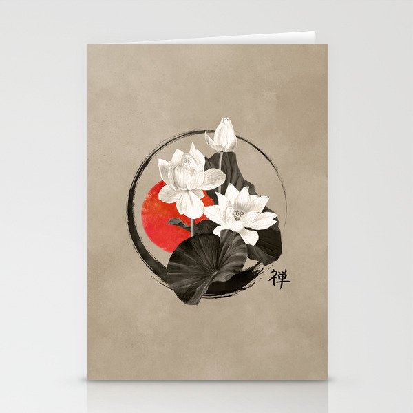 White Lotus Enso Zen Circle  Stationery Cards