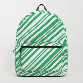 [ Thumbnail: Mint Cream and Sea Green Colored Lines Pattern Backpack ]