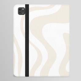 Liquid Swirl Abstract Pattern in Pale Beige and White iPad Folio Case