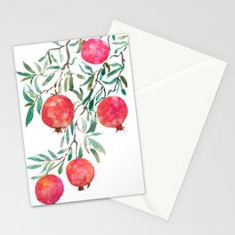 red pomegranate watercolor Stationery Card