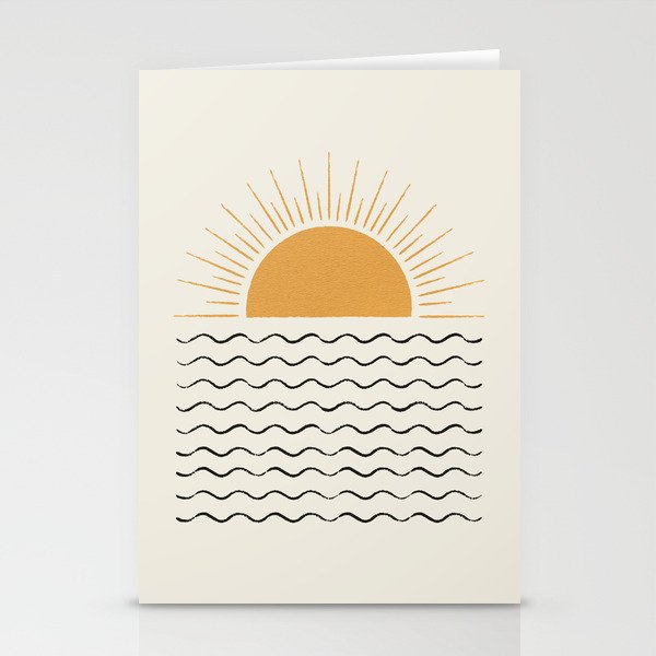Sunrise Ocean -  Mid Century Modern Style Stationery Cards