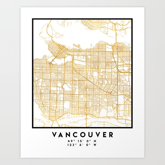 VANCOUVER CANADA CITY STREET MAP ART Art Print