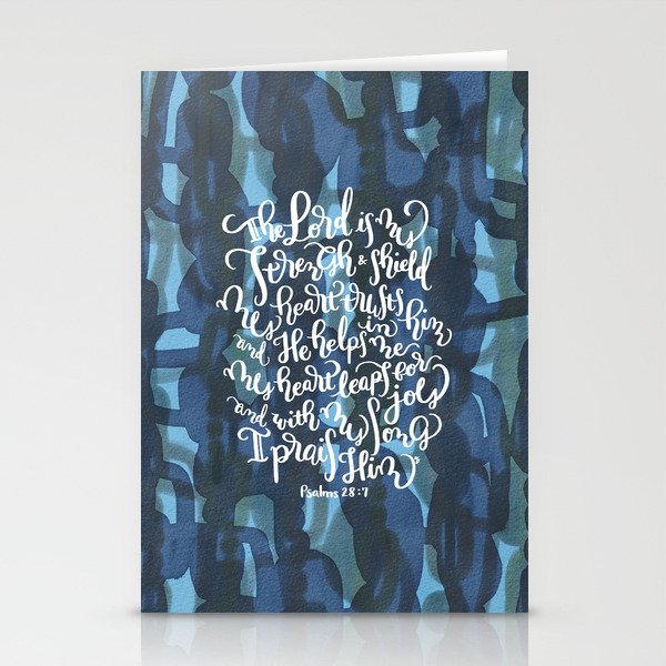 The Lord Is My Strength - Psalms 28:7 - retro abstract pattern Stationery Cards