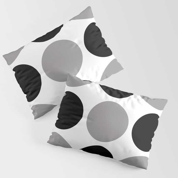 Mid Century Modern Polka Dot Pattern 9 Black and Gray Pillow Sham