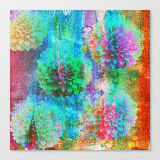 Colorful Dahlias Q Canvas Print