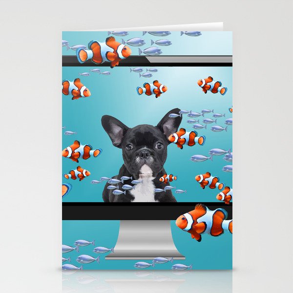 French Bulldog - Computer Screen Clownfishes Stationery Cards
