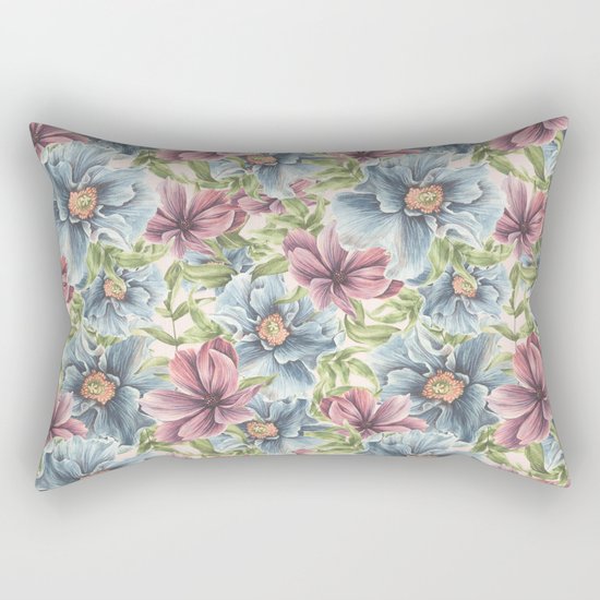 Hibiscus Vintage Pattern Rectangular Pillow