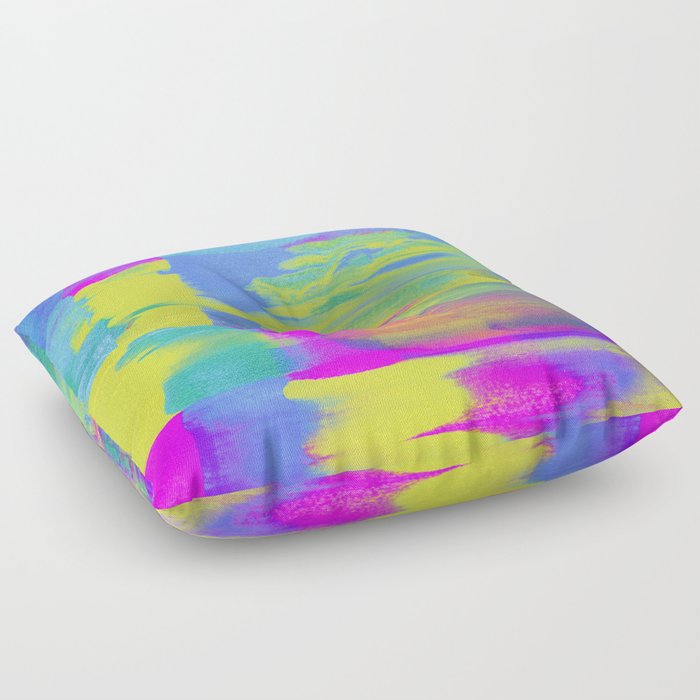 Vaporwave Glitch Paint Smear Floor Pillow
