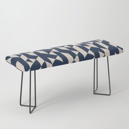 Abstract Geometric Pattern Navy and Ivory Bench