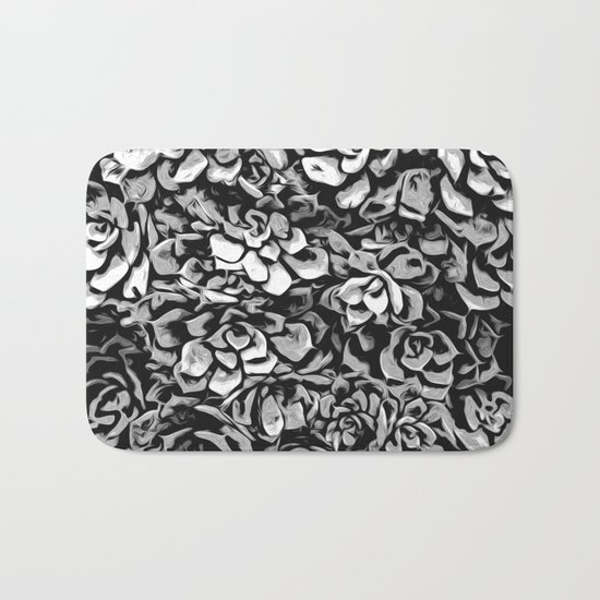 Plants of Black And White Bath Mat