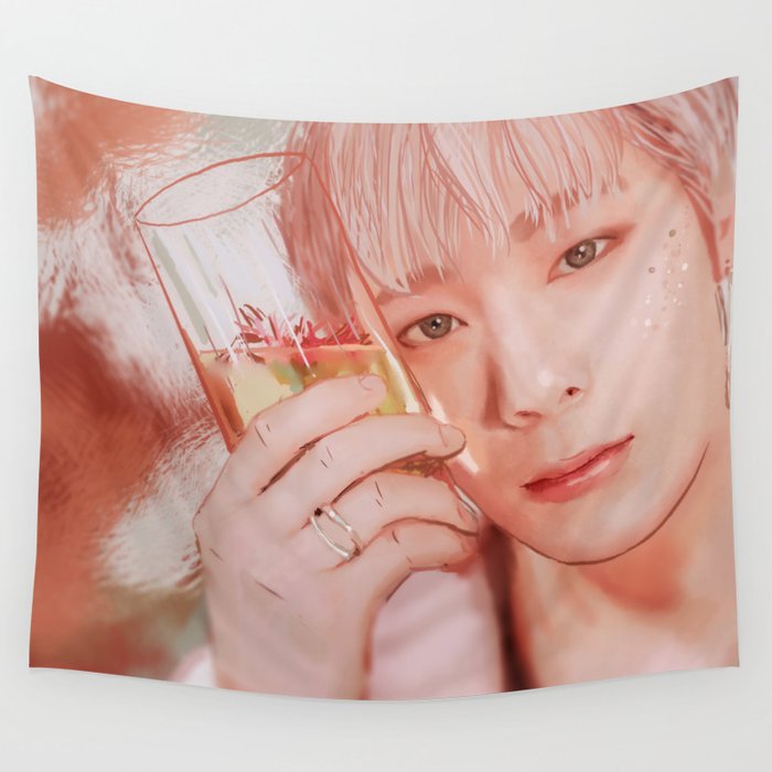 Moonbin in Pink Wall Tapestry