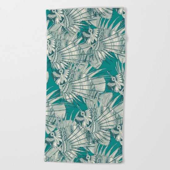 fish mirage teal Beach Towel