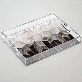 Charcoal Hexagons Acrylic Tray