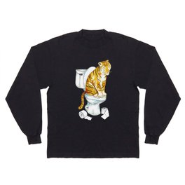 Tiger toilet Painting Wall Poster Watercolor Long Sleeve T-shirt