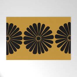 Retro Daisy Abstract VIII Golden Yellow Bold Floral Welcome Mat