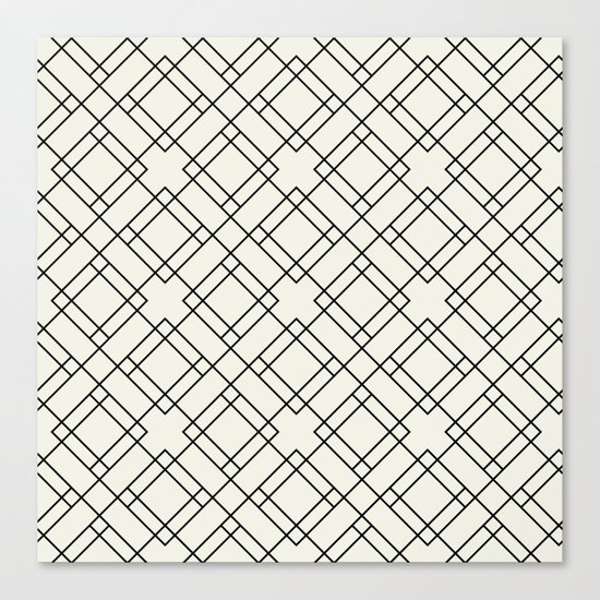 Simply Mod Diamond Black and Cream Canvas Print