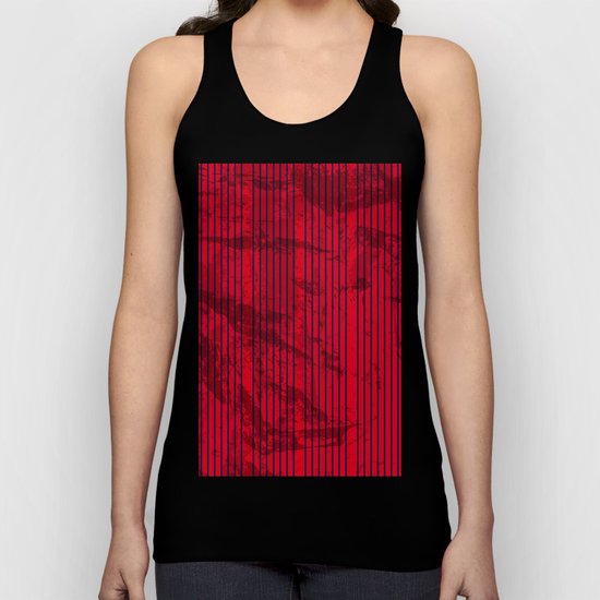 Grunge Blue stripes on bold red background Unisex Tank Top